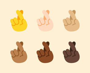 Crossed Fingers Gesture Icon. Crossed Fingers emoji. Crossed Fingers sign. All skin tone gesture emoji