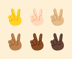 Victory Hand Gesture Icon. Victory hand emoji. Victory sign. All skin tone gesture emoji