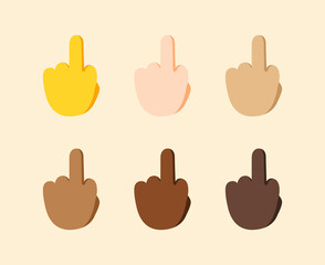 Middle Finger Gesture Icon. Middle Finger emoji. Middle Finger sign. All skin tone gesture emoji