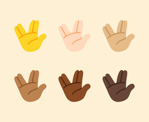 Vulcan salute Hand Gesture Icon. Vulcan salute emoji. Vulcan salute sign. All skin tone gesture emoji
