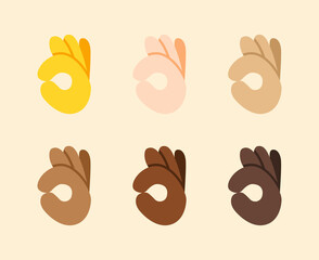 OK Hand Gesture Icon. OK hand emoji. OK sign. All skin tone gesture emoji