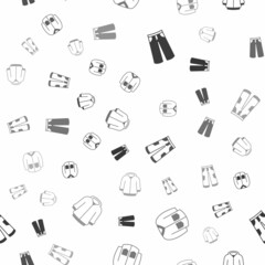 Set Pants, Sweater, and Hoodie on seamless pattern. Vector