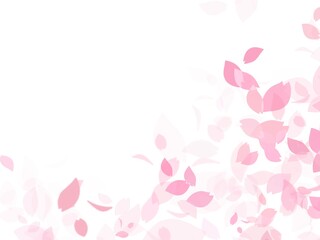 右下に桜舞い散る背景_白バック