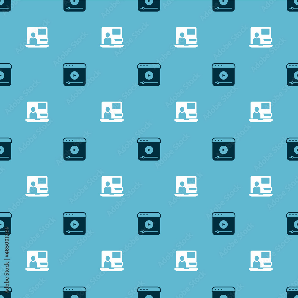 Poster set live stream and world news on seamless pattern. vector