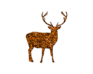 Reindeer Deer Antler symbol Golden icon Gold Glitters logo illustration