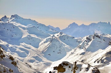 Winter scenery with Mountain view in winter 