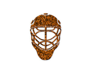Obraz na płótnie Canvas Hockey goalie mask symbol Golden icon Gold Glitters logo illustration