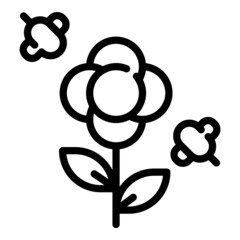 Bee And Flower Flat Icon Isolated On White Background