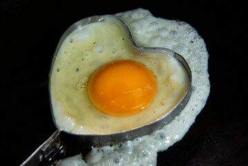 egg fire in pan in heart shape blog