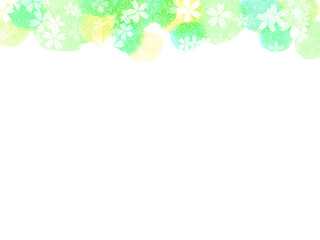 水彩桜和柄背景、フレーム（緑）