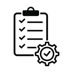Clipboard and gear outline style  icon