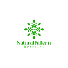 nature pattern with leaves logo. Cross hospital medicine pharmacy logo