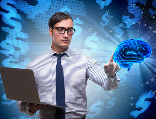 Businessman in artificial intelligence concept
