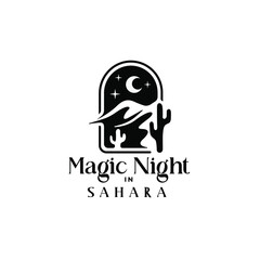 sahara desert logo. Bohemian logo. Night window logo