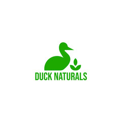 silhouette of duck with leaves. Duck silhouette. Duck logo