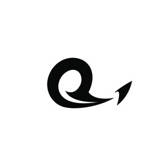 letter O or Q initial logo. Abstract rocket spaceship silhouette logo