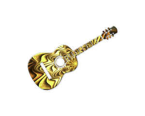 Guitar ukulele Musician symbol Golden Crispy icon logo illustration