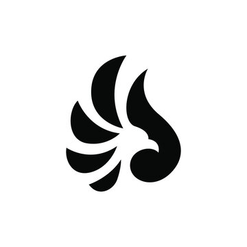 abstract silhouette phoenix logo. Eagle silhouette logo design. Eagle drop logo