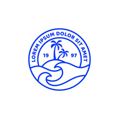 beach and island logo. Outline beach logo stamp