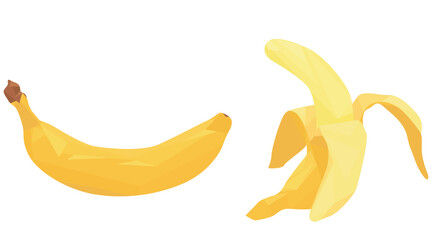 set of bananas isolated on white background. banana in peel. peeled banana. tropical fruits. geometric style. flat vector.