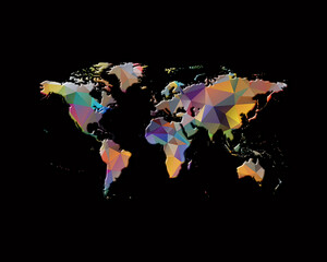 World Map  Earth symbol Low poly icon Chromatic logo illustration