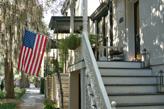 Colorful Homes Of Downtown Savannah, Georgia