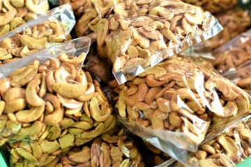 Bags of roasted cashew nuts, a native product of Coron island in Palawan, Philippines