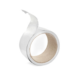 Roll of aluminum adhesive tape on white background