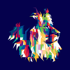 Colorful lion head illustration