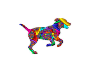 Dog Pet Running symbol Mandala icon chromatic logo illustration