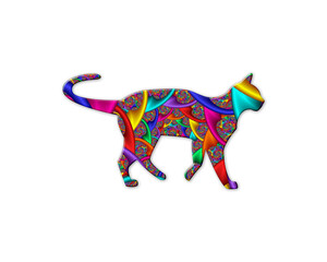 Cat Animal symbol Mandala icon chromatic logo illustration