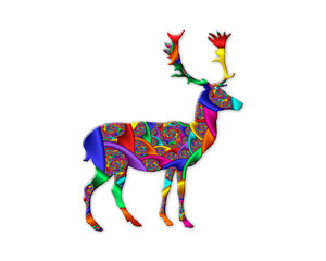 Reindeer Deer symbol Mandala icon chromatic logo illustration