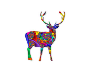 Reindeer Deer Antler symbol Mandala icon chromatic logo illustration