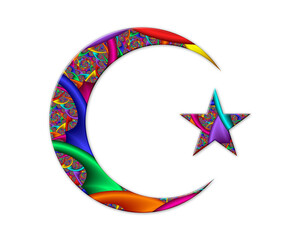 Crescent, Moon EID symbol Mandala icon chromatic logo illustration