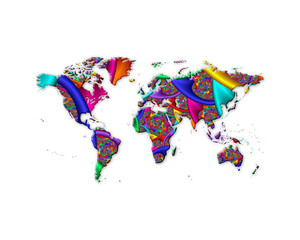 World Map  Earth symbol Mandala icon chromatic logo illustration