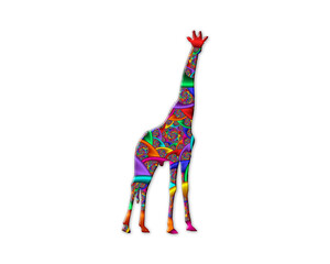 Giraffe zoo symbol Mandala icon chromatic logo illustration