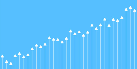 Abstract blue growing financial graph chart background. Vector tech design