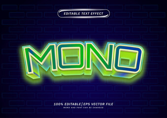 neon style editable effect. mono text