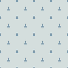 Seamless pattern with triangles. Abstract geometric pattern with blue triangles. Pastel background with cute confetti.