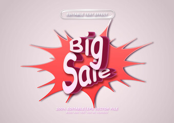 Naklejka premium big sale with comic style. editable text effect