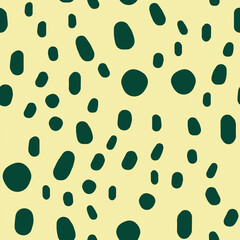 Seamless pattern with hand drawn spots. Pastel doodle illustration on a beige background. Vector background with animal print cute blots.