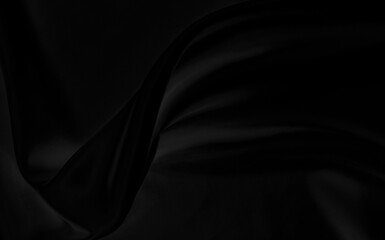 Black gray satin dark fabric texture luxurious shiny that is abstract silk cloth background with patterns soft waves blur beautiful.