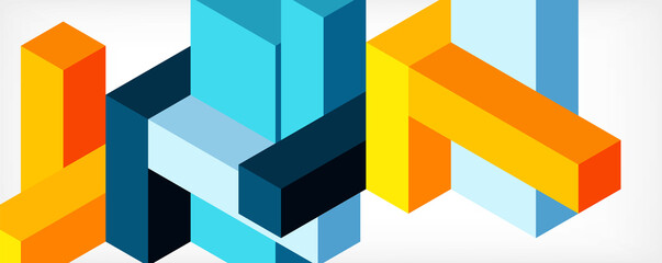 Abstract background. 3d cubes, cubic elements and blocks. Techno or business concept for wallpaper, banner, background, landing page