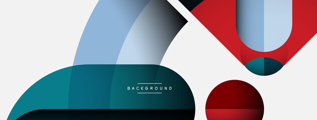 Trendy shapes, color minimal design composition, lines and shadows for wallpaper banner background or landing page