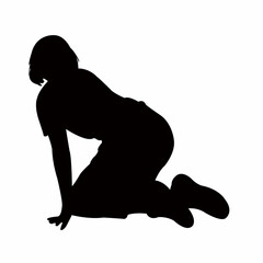 a teenager girl leaning body silhouette vector