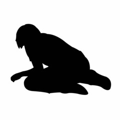 a girl kneeling down, silhouette vector