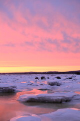 frozen sea with ice and snow winter