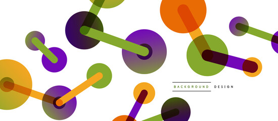 Line points connections geometric abstract background. Circles connected by lines. Trendy techno business template for wallpaper, banner, background or landing