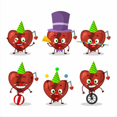 Cartoon character of broken heart love with various circus shows