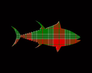 Shark Fish symbol plaid pattern icon logo illustration